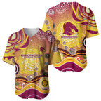Brisbane Broncos Rugby Baseball Jersey Australian Aboriginal Dot Painting Style