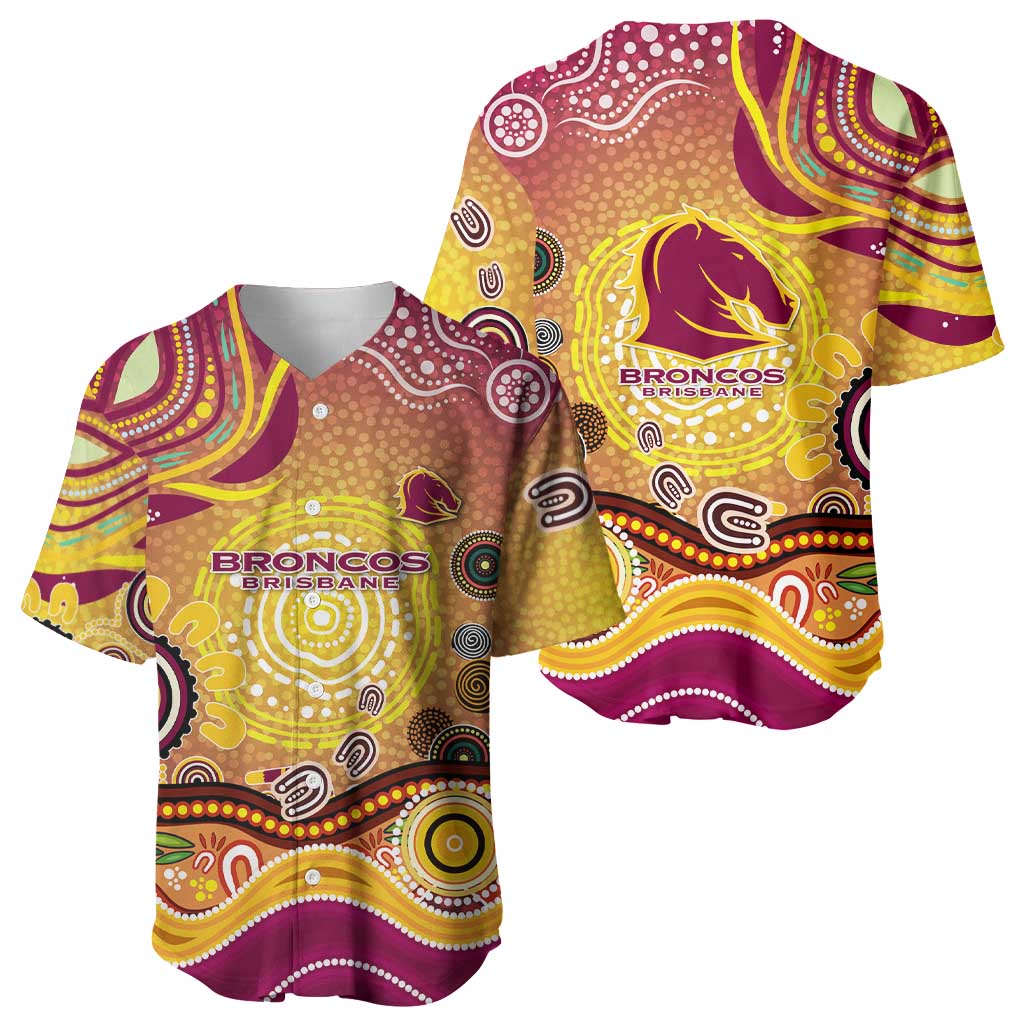 Brisbane Broncos Rugby Baseball Jersey Australian Aboriginal Dot Painting Style