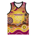 Brisbane Broncos Rugby Basketball Jersey Australian Aboriginal Dot Painting Style
