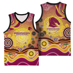 Brisbane Broncos Rugby Basketball Jersey Australian Aboriginal Dot Painting Style