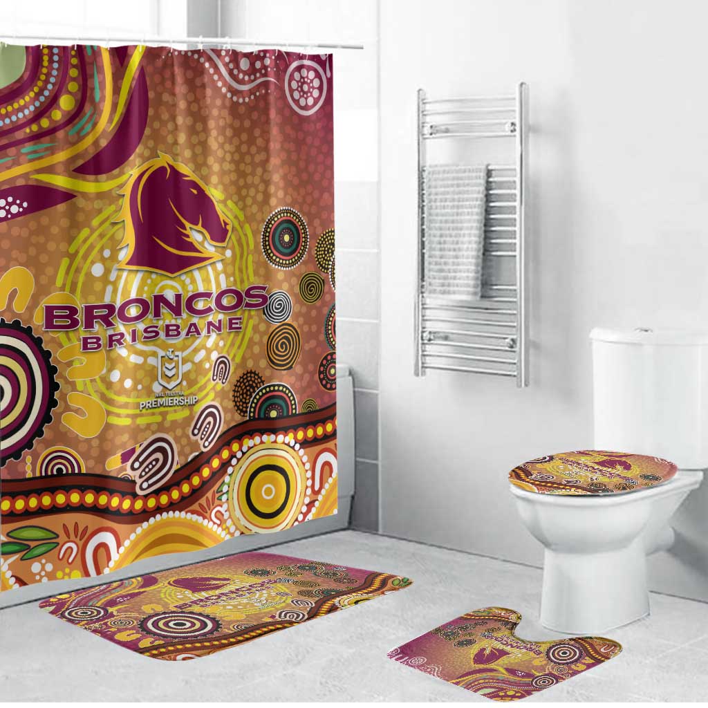 Brisbane Broncos Rugby Bathroom Set Australian Aboriginal Dot Painting Style