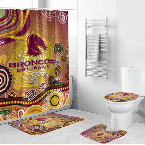 Brisbane Broncos Rugby Bathroom Set Australian Aboriginal Dot Painting Style