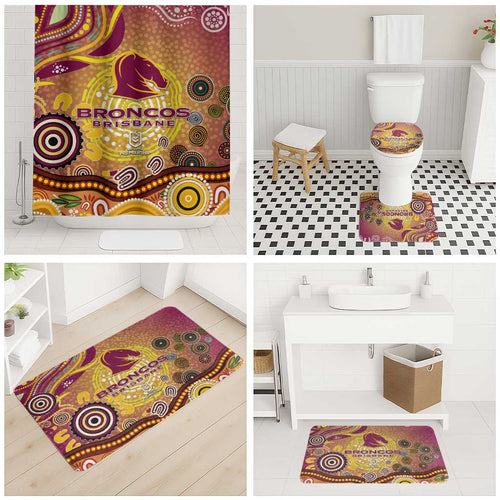 Brisbane Broncos Rugby Bathroom Set Australian Aboriginal Dot Painting Style