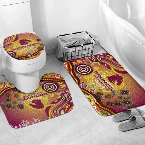 Brisbane Broncos Rugby Bathroom Set Australian Aboriginal Dot Painting Style
