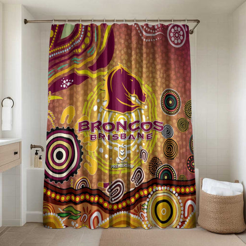 Brisbane Broncos Rugby Bathroom Set Australian Aboriginal Dot Painting Style