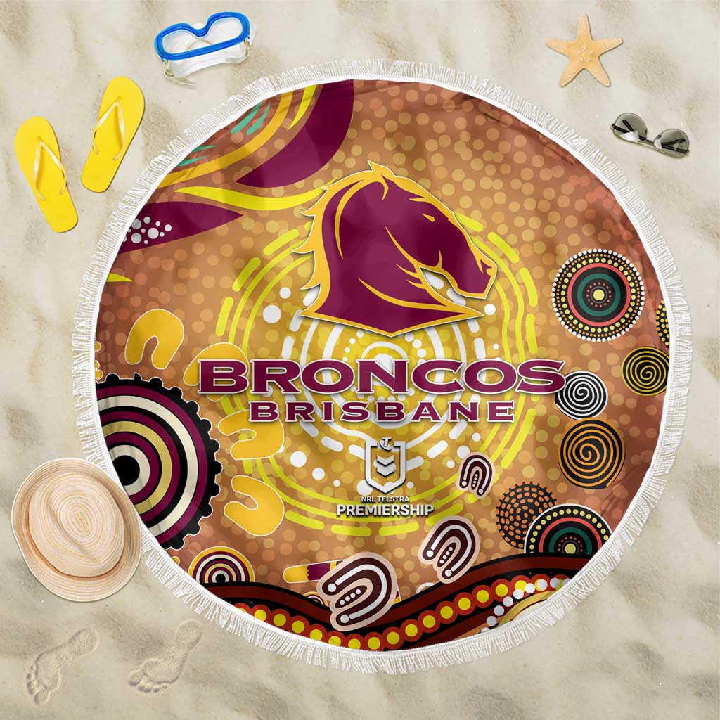 Brisbane Broncos Rugby Beach Blanket Australian Aboriginal Dot Painting Style