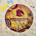 Brisbane Broncos Rugby Beach Blanket Australian Aboriginal Dot Painting Style