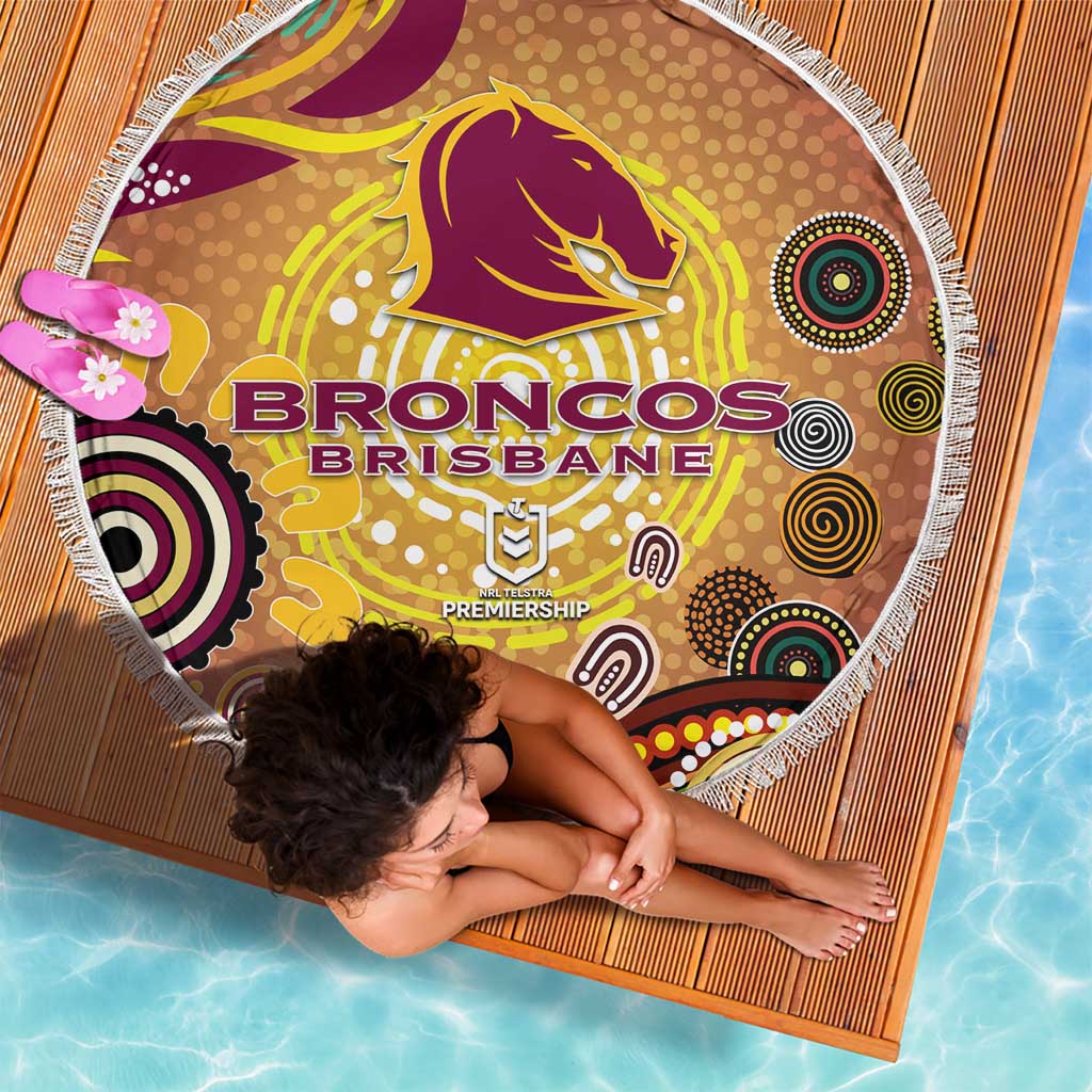 Brisbane Broncos Rugby Beach Blanket Australian Aboriginal Dot Painting Style