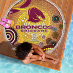 Brisbane Broncos Rugby Beach Blanket Australian Aboriginal Dot Painting Style