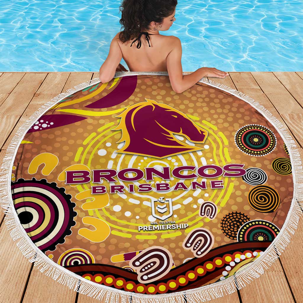 Brisbane Broncos Rugby Beach Blanket Australian Aboriginal Dot Painting Style