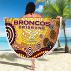 Brisbane Broncos Rugby Beach Blanket Australian Aboriginal Dot Painting Style