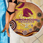 Brisbane Broncos Rugby Beach Blanket Australian Aboriginal Dot Painting Style