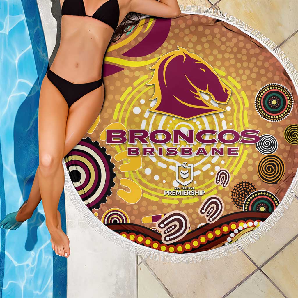 Brisbane Broncos Rugby Beach Blanket Australian Aboriginal Dot Painting Style
