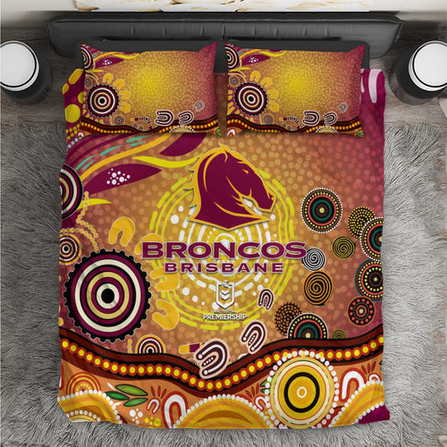 Brisbane Broncos Rugby Bedding Set Australian Aboriginal Dot Painting Style