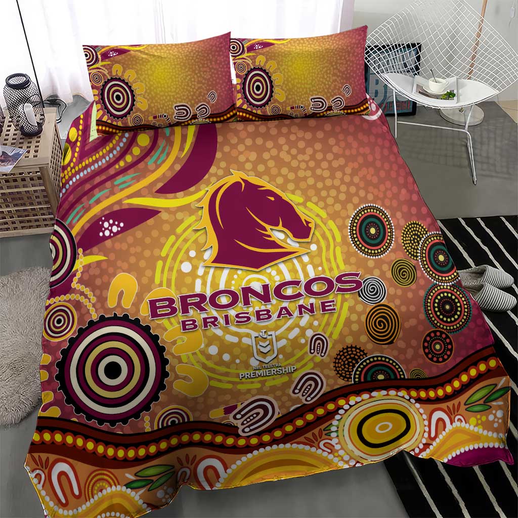 Brisbane Broncos Rugby Bedding Set Australian Aboriginal Dot Painting Style