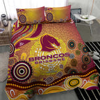 Brisbane Broncos Rugby Bedding Set Australian Aboriginal Dot Painting Style