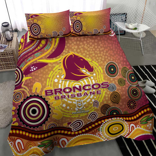 Brisbane Broncos Rugby Bedding Set Australian Aboriginal Dot Painting Style