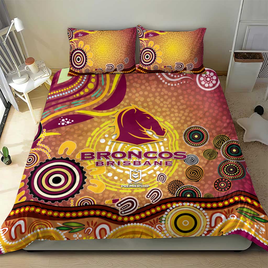 Brisbane Broncos Rugby Bedding Set Australian Aboriginal Dot Painting Style