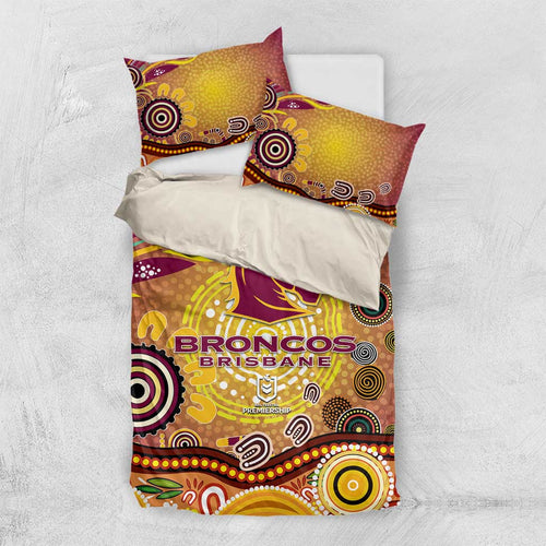 Brisbane Broncos Rugby Bedding Set Australian Aboriginal Dot Painting Style