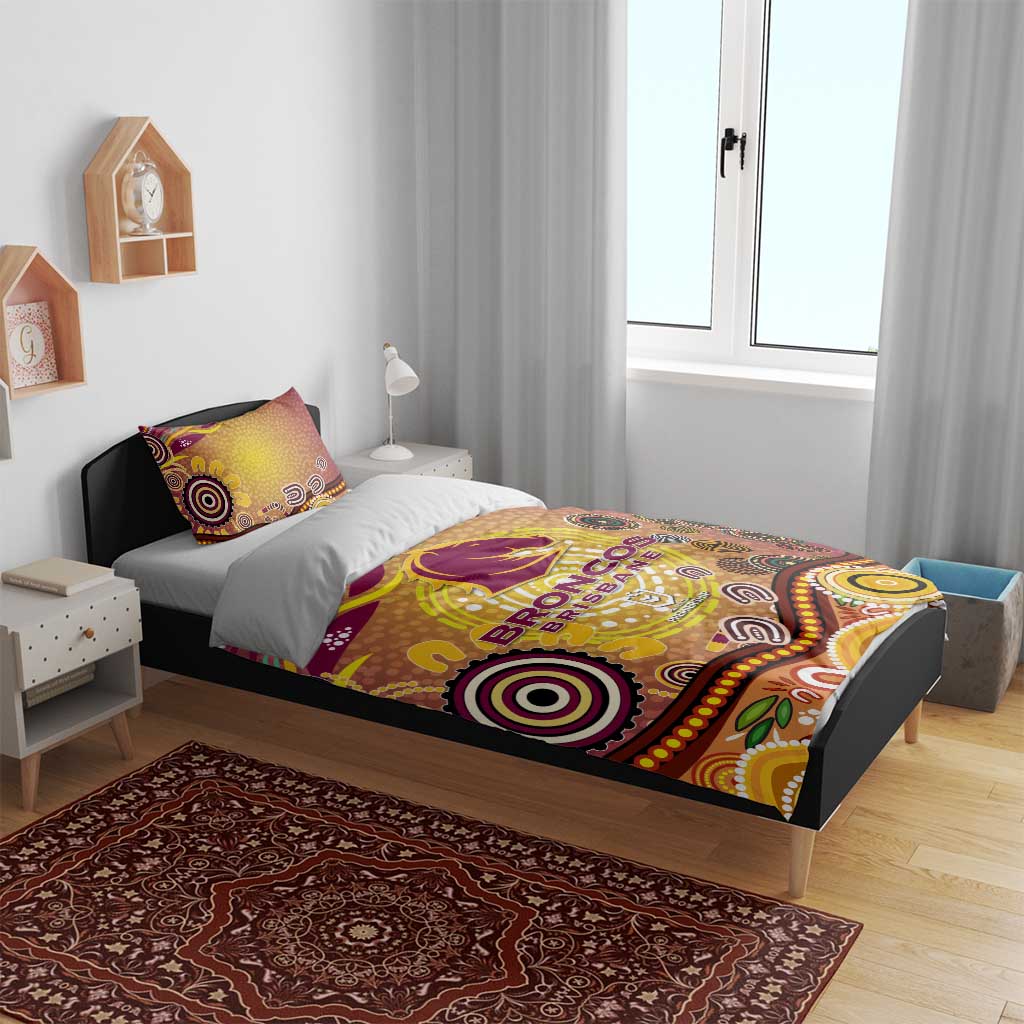 Brisbane Broncos Rugby Bedding Set Australian Aboriginal Dot Painting Style