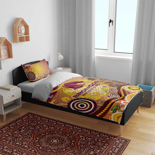 Brisbane Broncos Rugby Bedding Set Australian Aboriginal Dot Painting Style