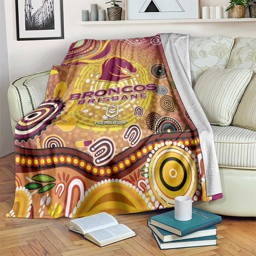 Brisbane Broncos Rugby Blanket Australian Aboriginal Dot Painting Style