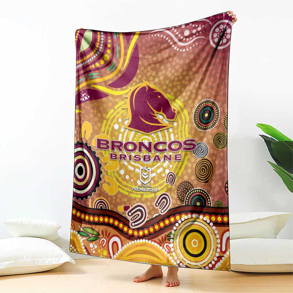 Brisbane Broncos Rugby Blanket Australian Aboriginal Dot Painting Style