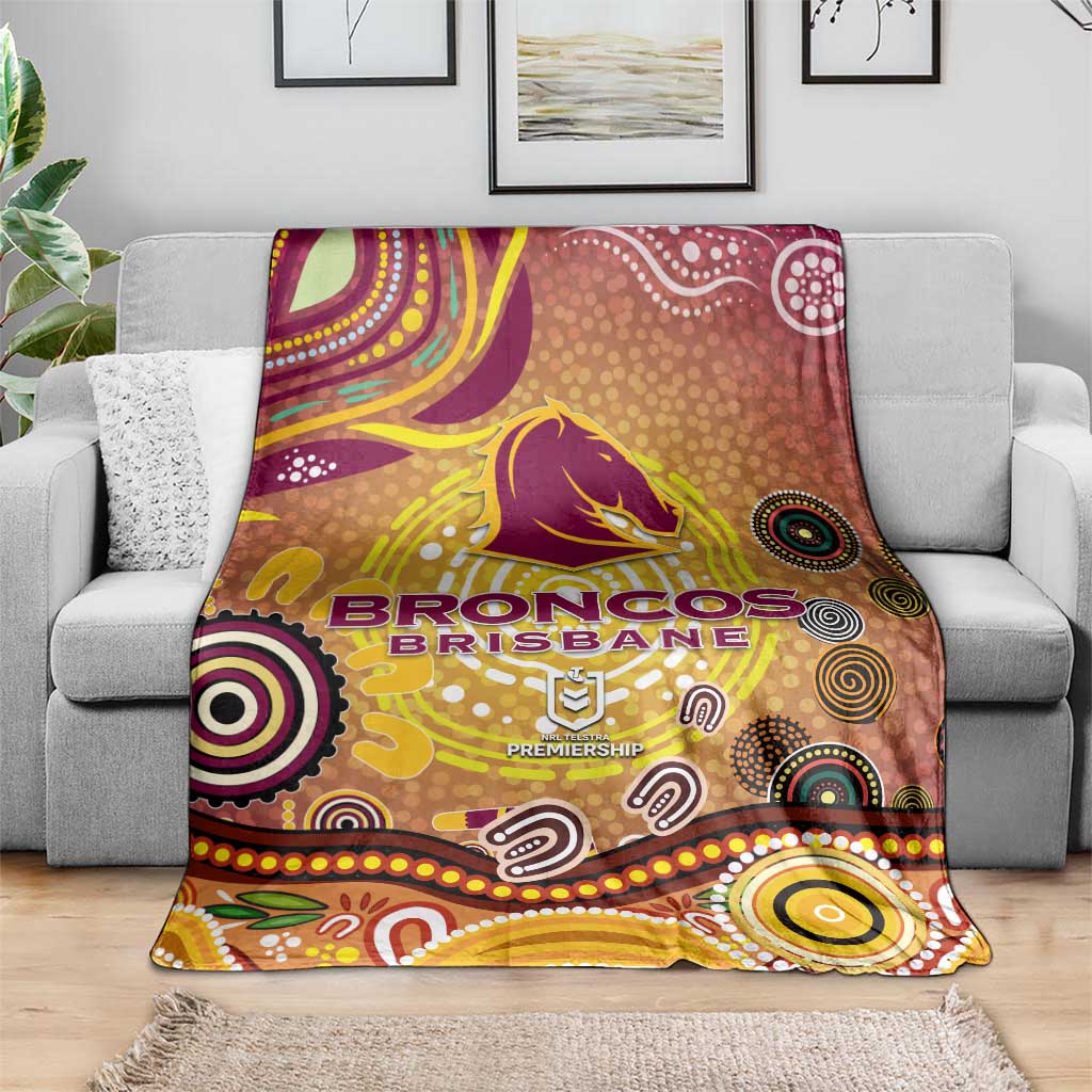 Brisbane Broncos Rugby Blanket Australian Aboriginal Dot Painting Style