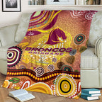 Brisbane Broncos Rugby Blanket Australian Aboriginal Dot Painting Style