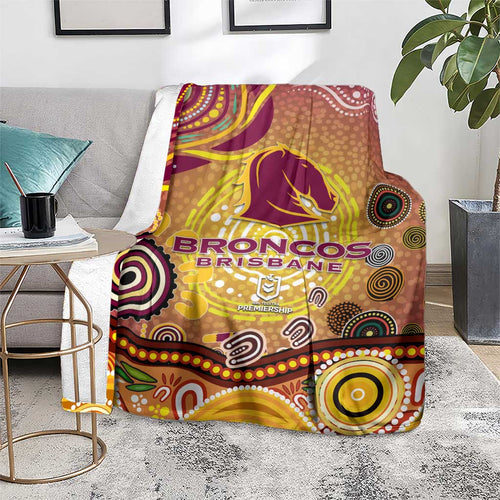 Brisbane Broncos Rugby Blanket Australian Aboriginal Dot Painting Style