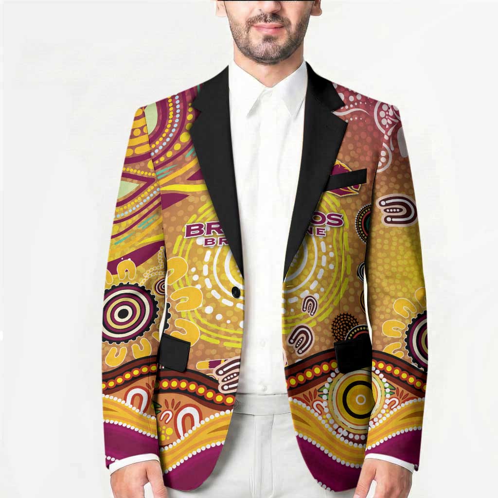 Brisbane Broncos Rugby Blazer Australian Aboriginal Dot Painting Style