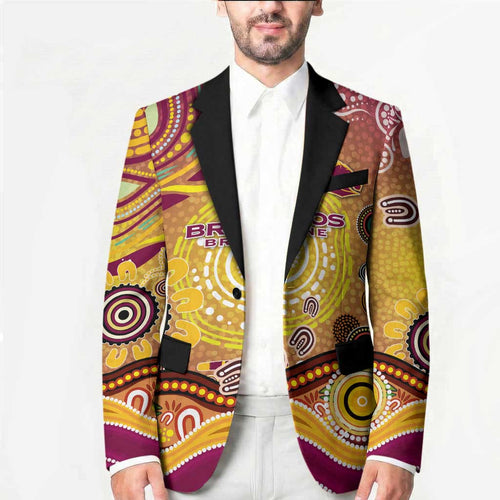 Brisbane Broncos Rugby Blazer Australian Aboriginal Dot Painting Style