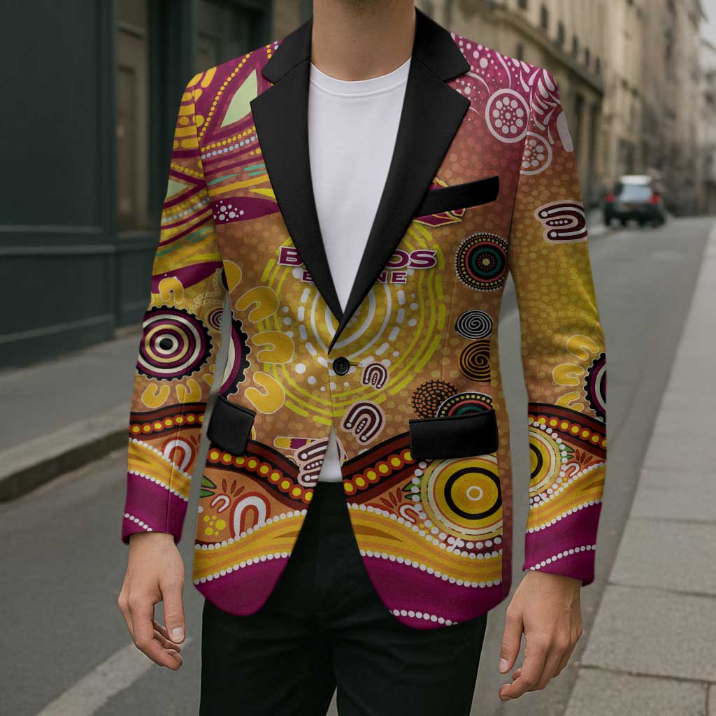 Brisbane Broncos Rugby Blazer Australian Aboriginal Dot Painting Style