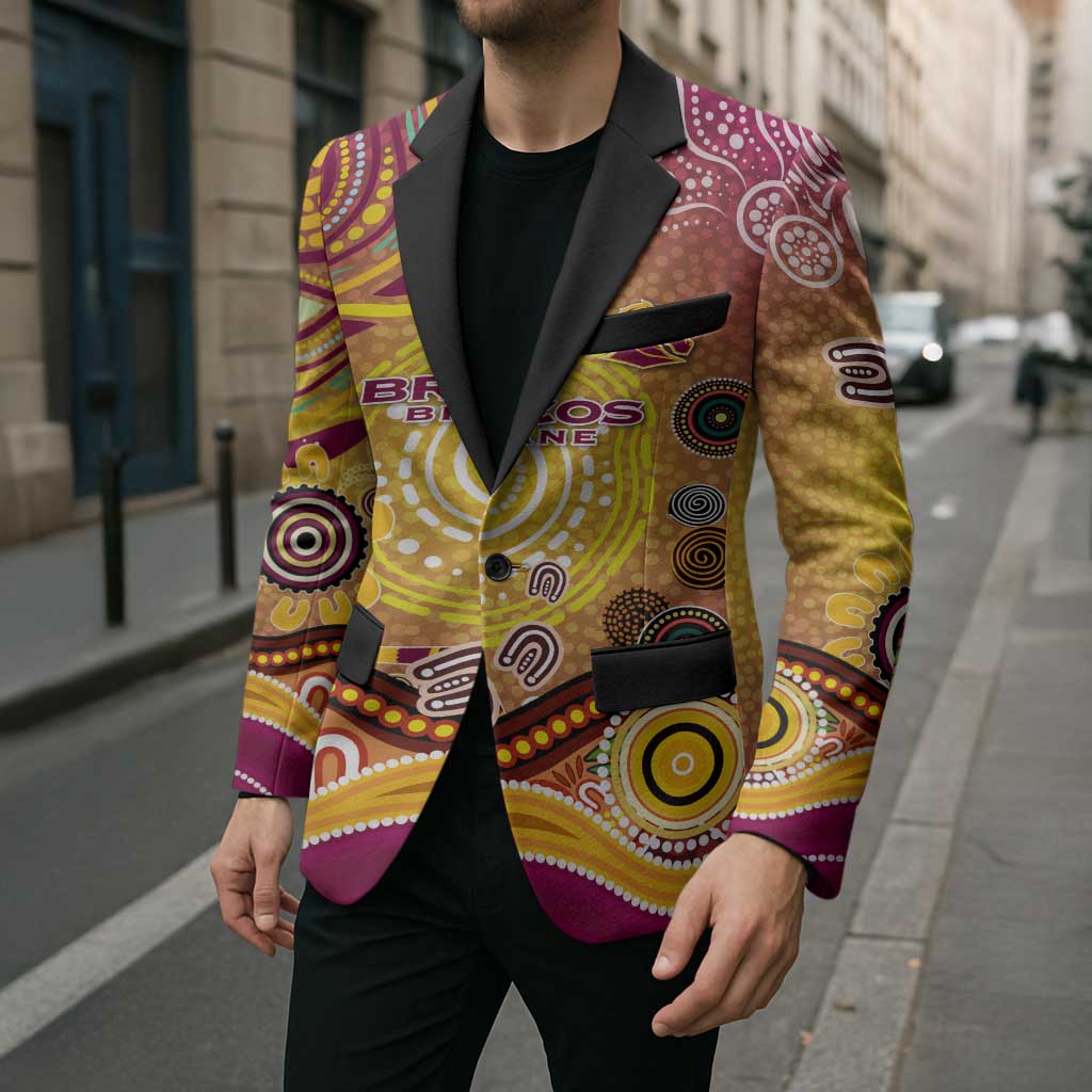 Brisbane Broncos Rugby Blazer Australian Aboriginal Dot Painting Style