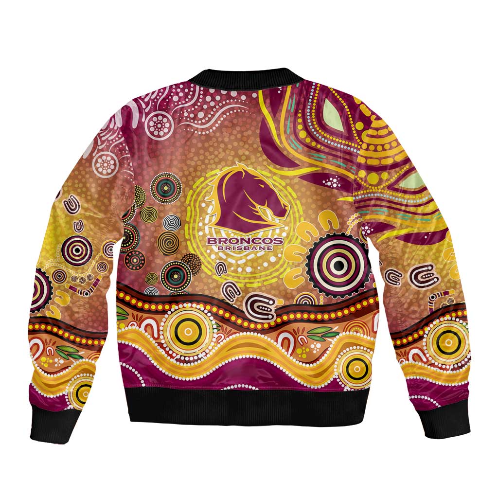 Brisbane Broncos Rugby Bomber Jacket Australian Aboriginal Dot Painting Style