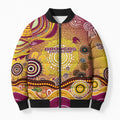 Brisbane Broncos Rugby Bomber Puffer Jacket Australian Aboriginal Dot Painting Style