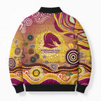 Brisbane Broncos Rugby Bomber Puffer Jacket Australian Aboriginal Dot Painting Style