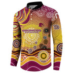 Brisbane Broncos Rugby Button Sweatshirt Australian Aboriginal Dot Painting Style