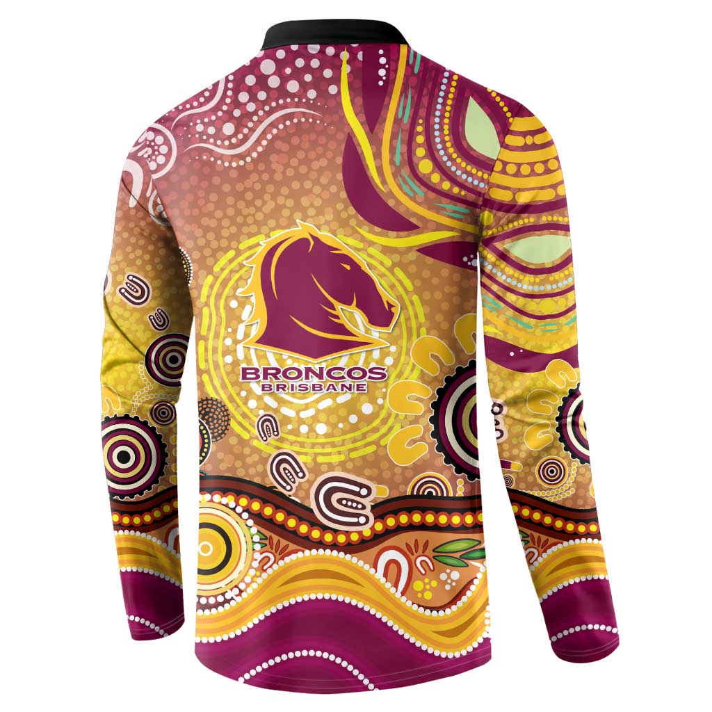 Brisbane Broncos Rugby Button Sweatshirt Australian Aboriginal Dot Painting Style