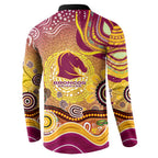Brisbane Broncos Rugby Button Sweatshirt Australian Aboriginal Dot Painting Style