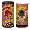 Brisbane Broncos Rugby 4 in 1 Can Cooler Tumbler Australian Aboriginal Dot Painting Style