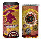Brisbane Broncos Rugby 4 in 1 Can Cooler Tumbler Australian Aboriginal Dot Painting Style