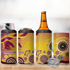 Brisbane Broncos Rugby 4 in 1 Can Cooler Tumbler Australian Aboriginal Dot Painting Style