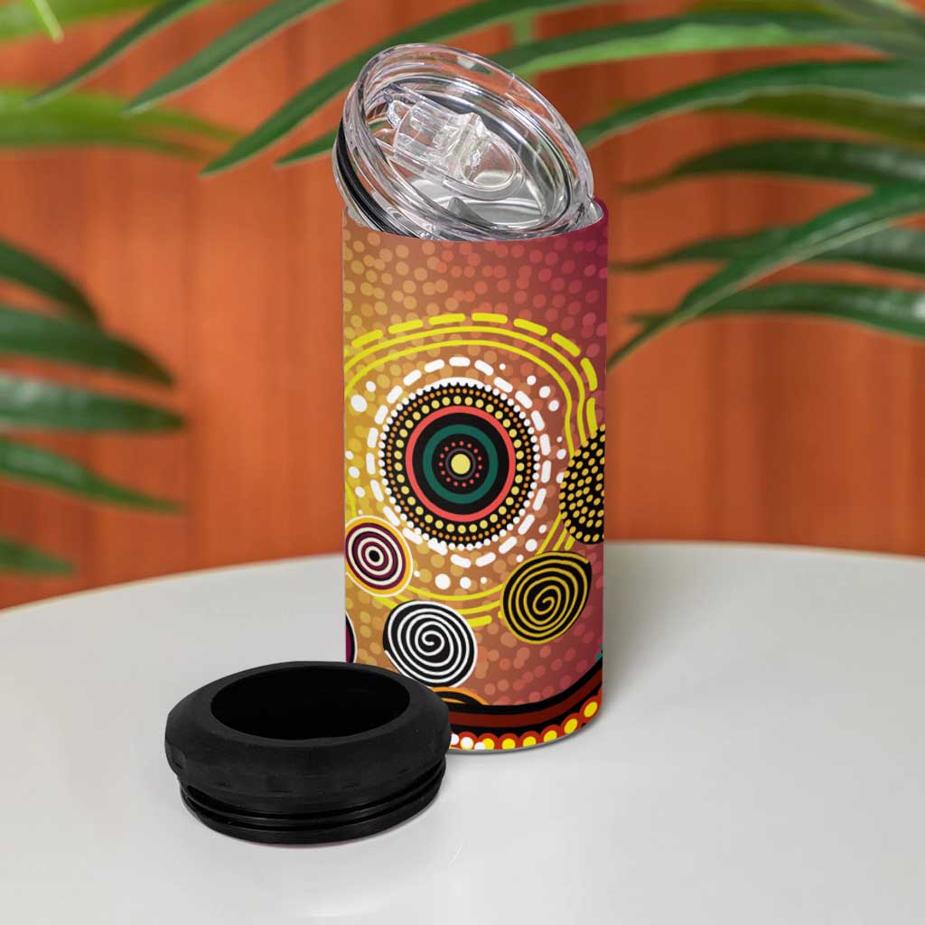Brisbane Broncos Rugby 4 in 1 Can Cooler Tumbler Australian Aboriginal Dot Painting Style