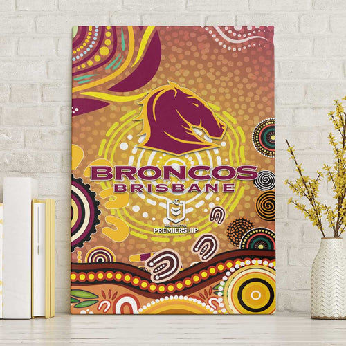 Brisbane Broncos Rugby Canvas Wall Art Australian Aboriginal Dot Painting Style
