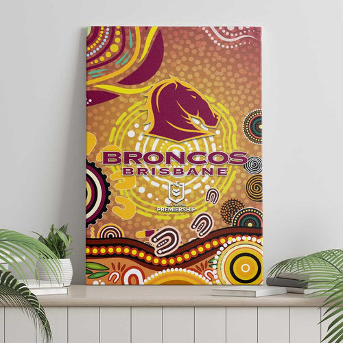 Brisbane Broncos Rugby Canvas Wall Art Australian Aboriginal Dot Painting Style
