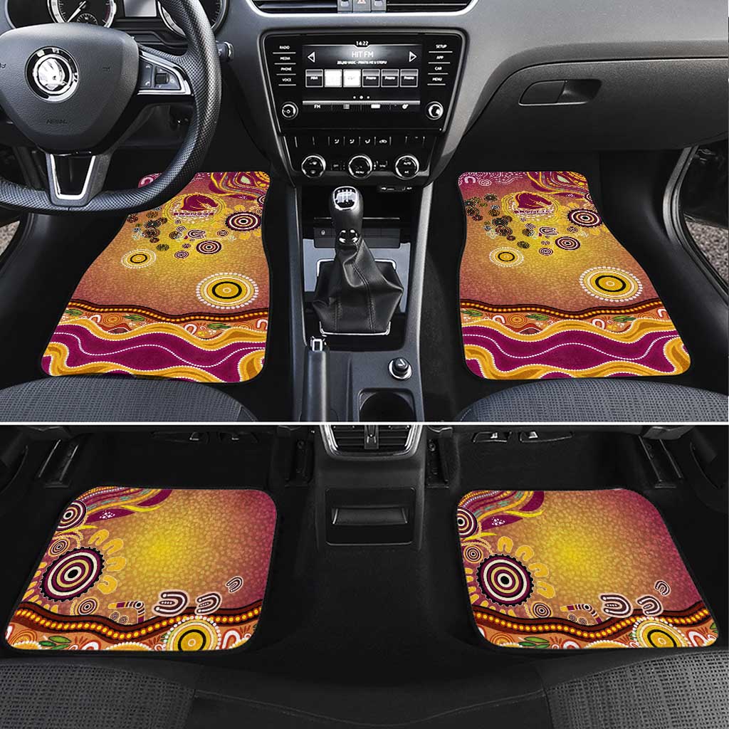Brisbane Broncos Rugby Car Mats Australian Aboriginal Dot Painting Style
