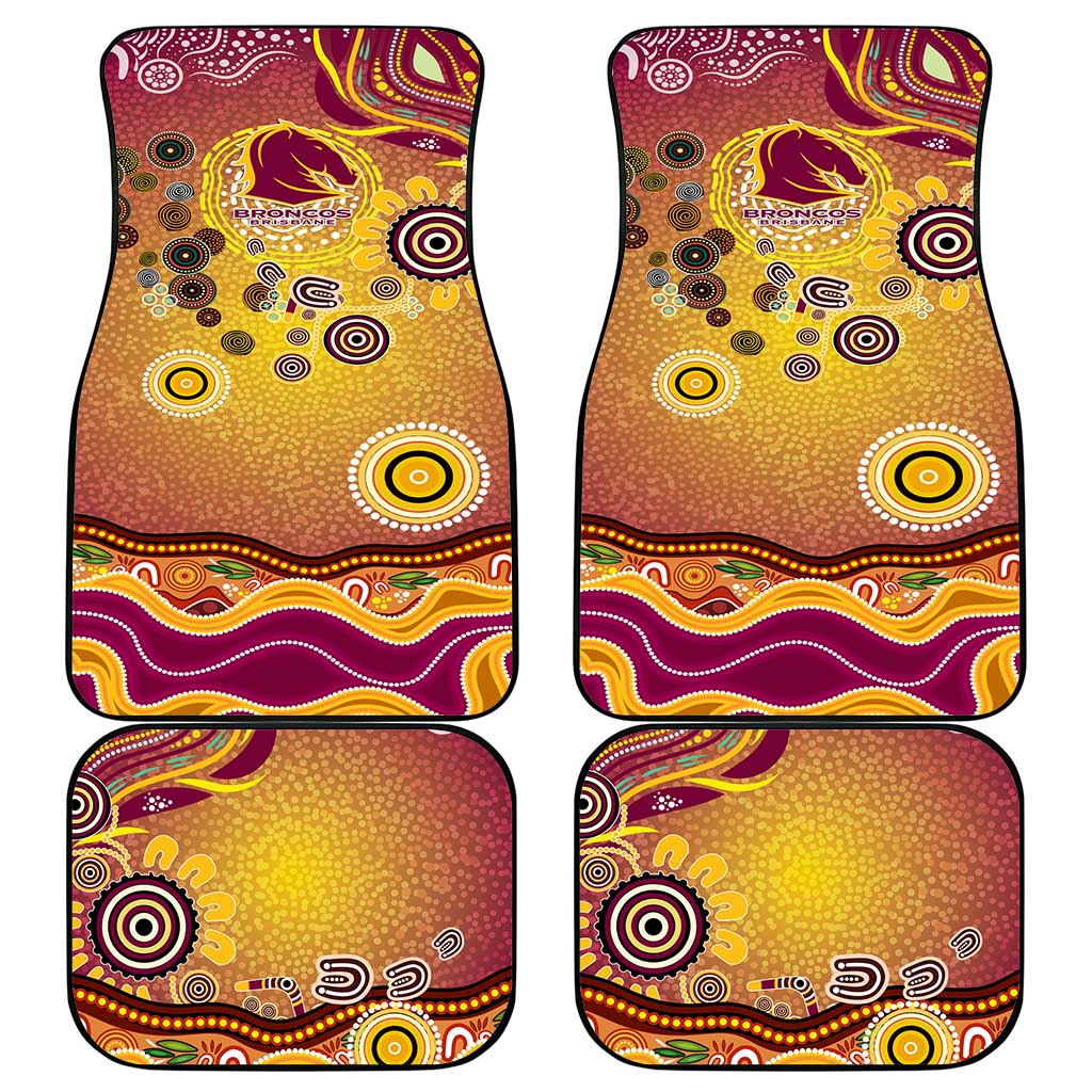 Brisbane Broncos Rugby Car Mats Australian Aboriginal Dot Painting Style