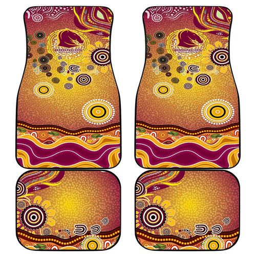 Brisbane Broncos Rugby Car Mats Australian Aboriginal Dot Painting Style