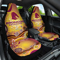 Brisbane Broncos Rugby Car Seat Cover Australian Aboriginal Dot Painting Style